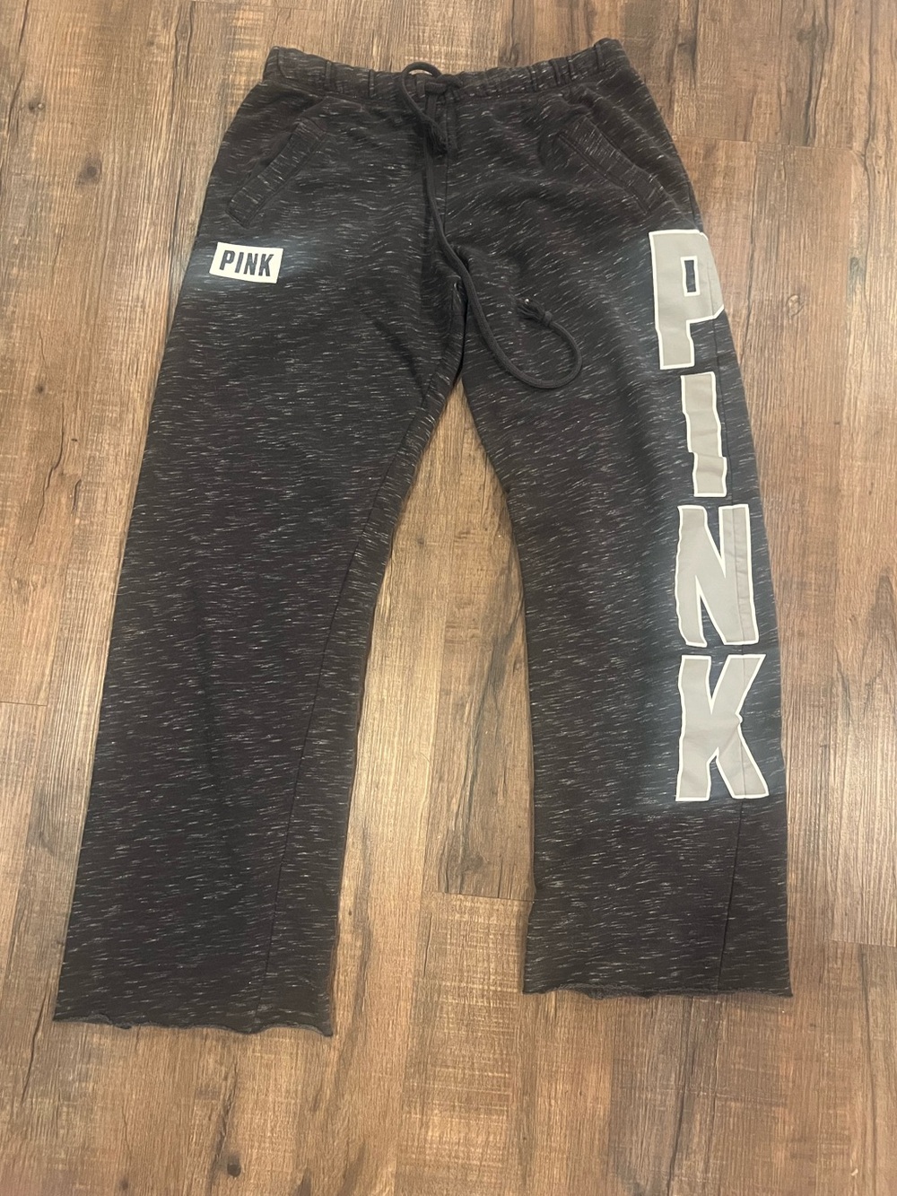 PINK Victoria’s Secret Black Marled Logo Joggers – Size Small